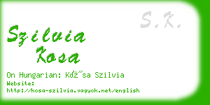 szilvia kosa business card